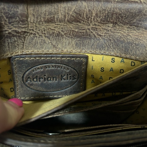 Adrian Klis crossbody wallet EUC Brown Leather Wallet with multiple billfolds - Picture 14 of 16